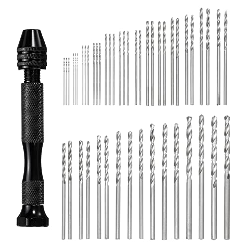 Generic 49pcs Pin Vise Drill Bit Set, 0.5mm-3.0mm Micro Mini Twist Drill Bits Set 48pcs, Precision Pin Vise Rotary Hand Tools, for Metal Wood Plastic Model DIY Making