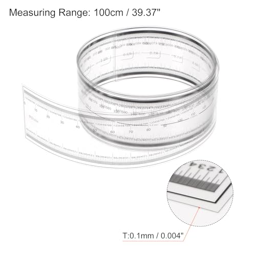 HARFINGTON 2pcs Film Flexible Ruler 100cm 0.1mm Scale with R Angle & Width Lines PET Plastic Folding Straight Ruler Calibration Soft Ruler Measuring Tool for Factory, Transparent - size: 100cm