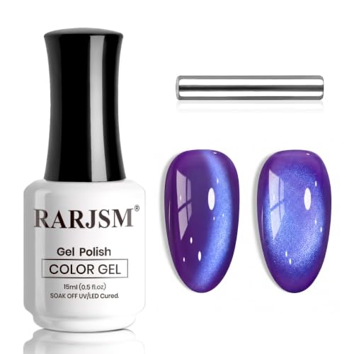 RARJSM Grape Purple Glassy Cat Eye Gel Nail Polish with Magnet Stick - color: Grape Purple