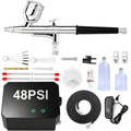 Gocheer Airbrush Kit,48 PSI Dual-Action Airbrush Set(Gloss Black) - color: Gloss Black