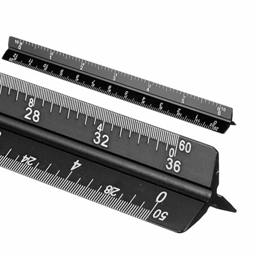HARFINGTON Architectural Scale Ruler 7" Standard Aluminum Alloy Black - color: Black, size: 7 Inch