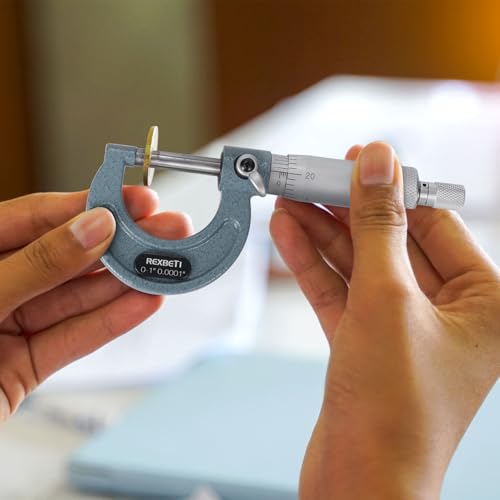 REXBETI Outside Micrometer, Ultra-Precision Carbide Tipped Measuring Tool - size: 0-1" Range