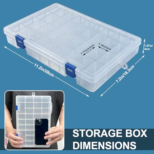 Qualsen Bead Organizer Box with Adjustable Dividers, 34 Girds, 2 Pack - size: 34 Gird-2pcs