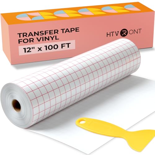 HTVRONT Transfer Tape for Vinyl, 12" x 100 FT, Red Alignment Grid - size: 12" x 100 FT