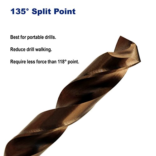 5/16-Inch Cobalt Steel M35 Jobber Length Twist Drill Bits, Pack of 6 - size: 5/16 in