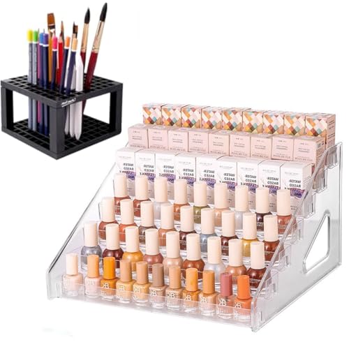 7 Layer Acrylic Paint Organizer & Brush Holder Easy Assembly Paint Storage Rack Acrylic Display Rack for Craft Hobby Miniature Model Makeup Essential Oils Light Can Storage