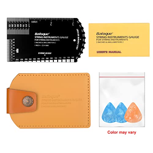 Guitar String Action Gauge Ruler,Fret Rocker with Thick Leather Case