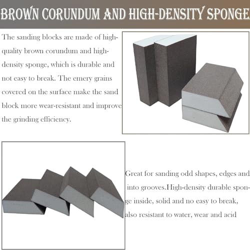 4 Pack 80 Grit Single Angle Sanding Sponge, Washable and Reusable Sanderpaper Hand Sanding Blocks for Wood Drywall Metal Home Sanding… - style: 80 Grit
