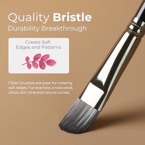 Nicpro 10 PCS Filbert Paint Brush Set for Acrylic, Watercolor, Oil, Gouache - size: 10PCS - Filbert