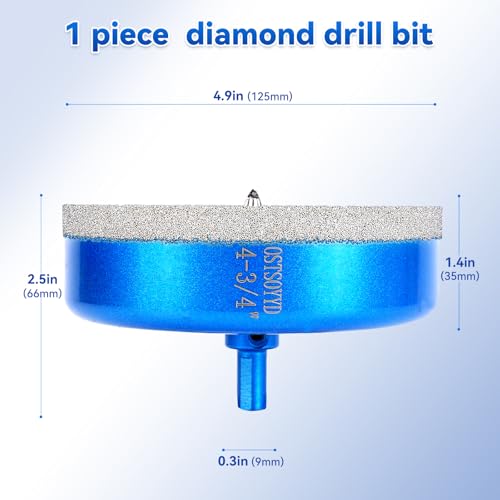 5 inch Diamond Hole-Saw Bits with Pilot Drill Bit 125mm Tile Hole Saws - size: 5'' | 125mm