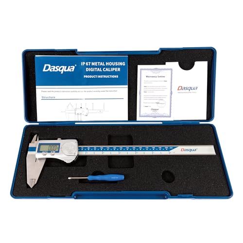 Dasqua IP67 Grade Digital Caliper, Calipers Measuring Tool with IP67 Waterproof 0-8 Inch/200mm, Inch/Millimeter Conversion, Stainless Steel, Large LCD Screen - color: Metal Case Cover, size: 8"/200mm