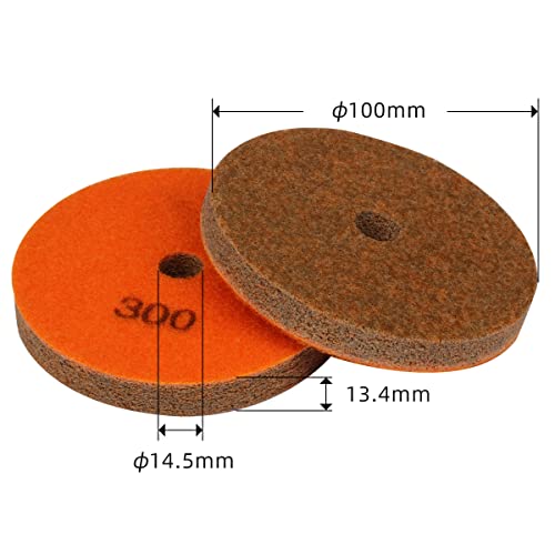 4" Diamond Sponge Fiber Polishing Pad 300 Grit Wet Dry, 2 Pack - size: Grit-300#-2Pcs
