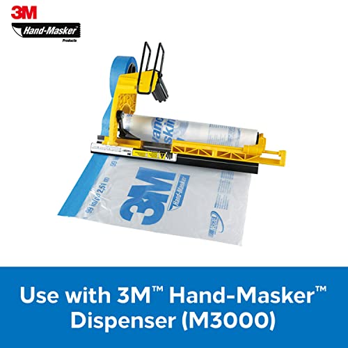 3M Hand-Masker Contractor's Plastic Film, 108" in x 90' Feet, Unfolds to Full Width, Contains Job Site Dust & Overspray, For Painting, Drywall Texturing, Wall Finishing & Floor Standing, 1 Roll (CP9)