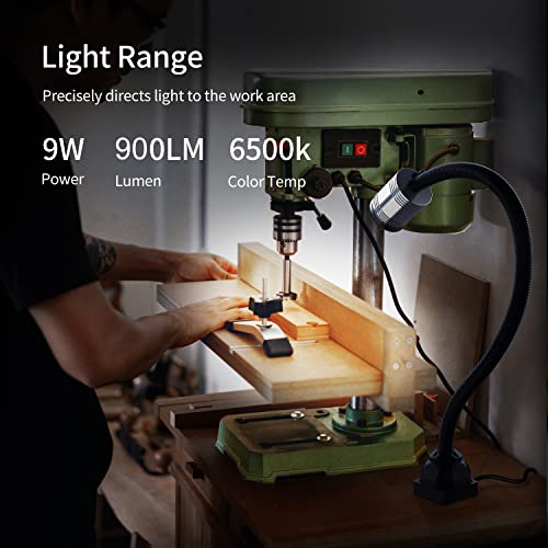 Flexible Work Light, Led Machine Light, Led Flexible Gooseneck Light 900 Lumens with 20inch Flexible Gooseneck 120 Volt for Lathe Workbench Bandsaw and Machine Tool - style: 60F Magnetic Light