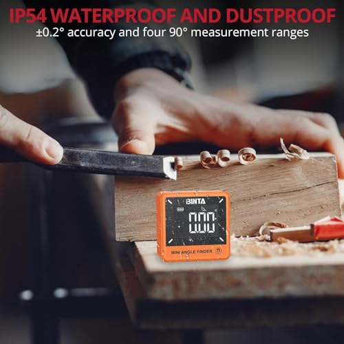 BINTA Digital Angle Finder Magnetic, IP54 Waterproof Dustproof Gauge Orange - style: Orange