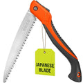 Folding Camping saw 9 Inch - Heavy Duty Pruning Saw with Triple-Cut SK5 Blade, 7 TPI Razor Teeth for Tree Trimming, Wood Cutting, Camping, Bushcraft, and Gardening - size: 9 INCH (Orange)
