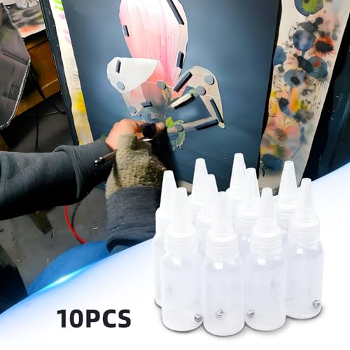10Pack Airbrush Paint Bottle 30ml with Scale&Mixing Ball Plastic Container - size: 1 Ounces