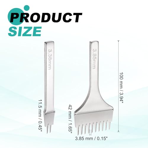 HARFINGTON 2Pcs Leather Stitching Punch 3.85mm 2/10 Prong Carbon Steel Leather Punch Hole Tool Chisel for DIY Craft Handbag Wallets Card Belt Holders Key Holders Belts, White - color: White, size: 3.85mm 2/10 Prong