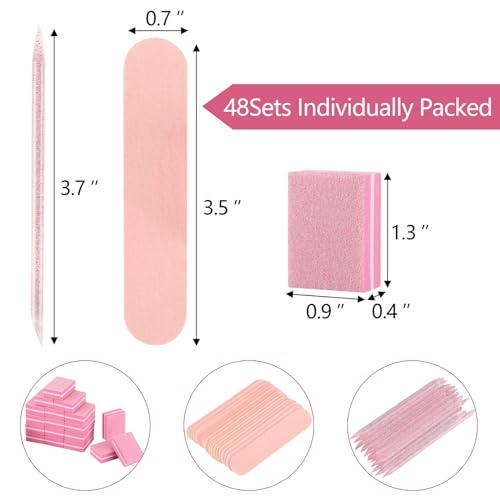 48 Sets Disposable Manicure Kit, Individually Package Nail Kit,Manicure Set with Mini Nail File,Mini Nail Buffer,Nail Stick for Salon Home - size: 48-Sets