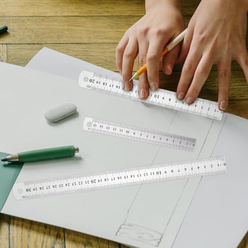 Angoily Yard Stick, 3 Pcs Ruler Metal Meter Stick Machinist Tools