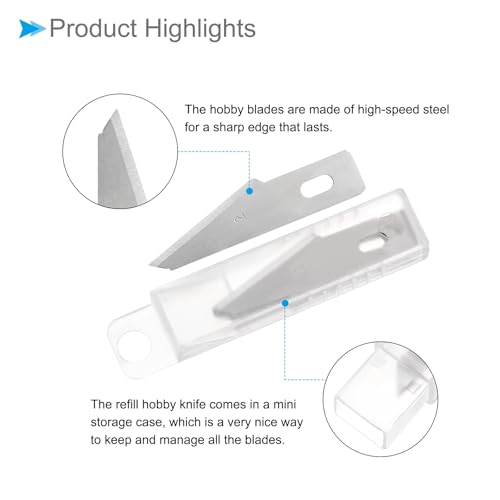 Craft Hobby Blades, #2 Manganese Steel Replacement Cutting Carving Blade Refill Hobby Knife Blades Set with Storage Case - (Applications: for Art Scrapbooking DIY), 40-Pieces