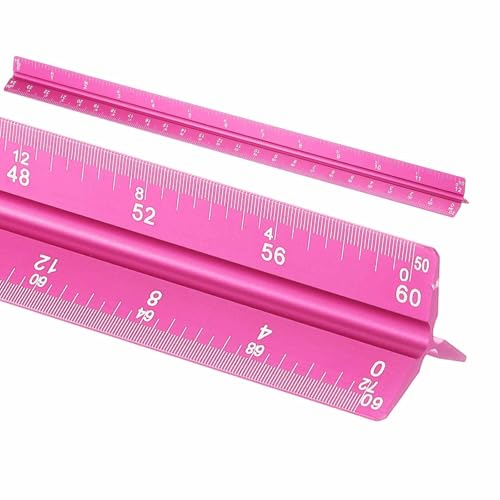 HARFINGTON Architectural Scale Ruler 12" Standard Aluminum Alloy Rose Red - color: Rose Red, size: 12 Inch