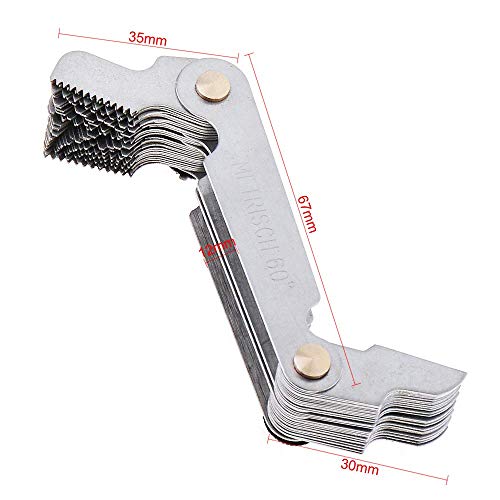 ChgImposs Metric & Imperial & US Screw Gauge SAE Whitworth 55 Degree & Metric 60 Degree & & US 60 Degree Thread Pitch Gauge for Industrial Measurement