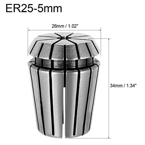 uxcell ER25 5mm Spring Collet Chuck for CNC Engraving Machine Lathe Milling Tool - size: 5mm