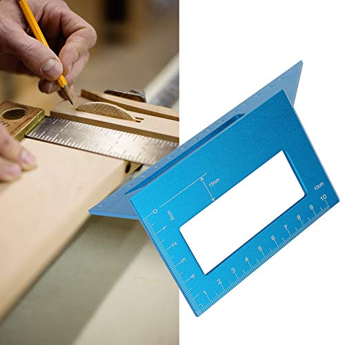 45° and 90° Aluminum Alloy Angle Ruler for Woodworking Precision Marking Gauge Tool with Dual-Angle Measurement Durable Blue Anodized Finish