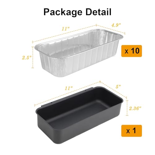LS'BABQ 70379 Grill Grease Catch Pan for Weber Genesis II 400/600 and II LX 400/600, Summit 400 and 600 Gas Grill Grease Tray with 10PCS 6498 Aluminum Foil Drip Pan Liners for Weber SmokeFire EX4 EX6 - size: For Weber Summit