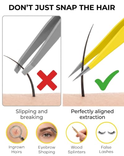 Majestic Bombay Fine Point Tweezers, Eyebrows, Facial Hair, Women and Men - color: Yellow