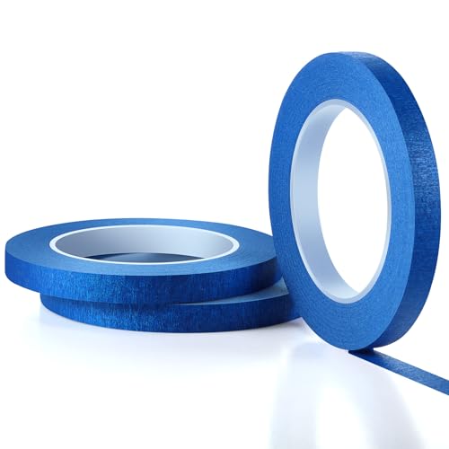 Chuangdi 1/2 Inch Width x 55 Yards Blue Painter's Drafting Tape Multi Use Masking Scrapbooking Tape (3 Rolls), 12 mm