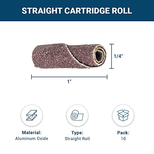 Benchmark Abrasives Aluminum Oxide Straight Sanding Cartridge Rolls for Blending Deburring Polishing Sanding Metals, Rotary Sander - Die Grinder Abrasives (10 Pack)(1/4" x 1", 120 Grit) - size: 1/4" x 1", style: 120 Grit