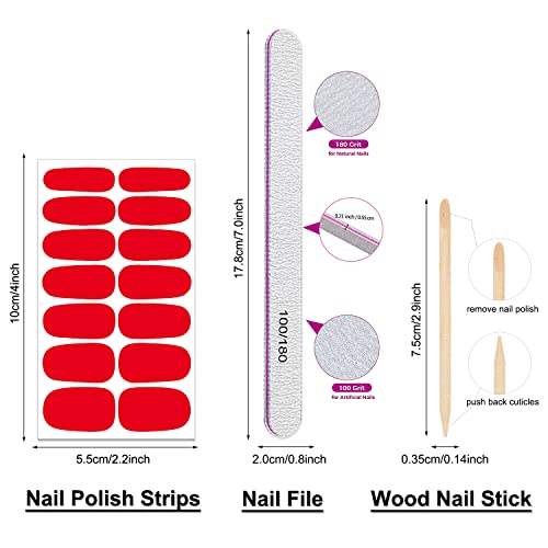 24 Sheets Nail Polish Strips Full Nail Wraps - Red Pink, Self Adhesive Gel Nail Strips Stick on Nail Polish Stickers for Women Nail Art Accessories with 1pc File, Cuticle Stick - color: Pink,red