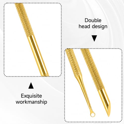 Qianyu 2Pcs Stainless Steel Cuticle Pusher - color: Gold