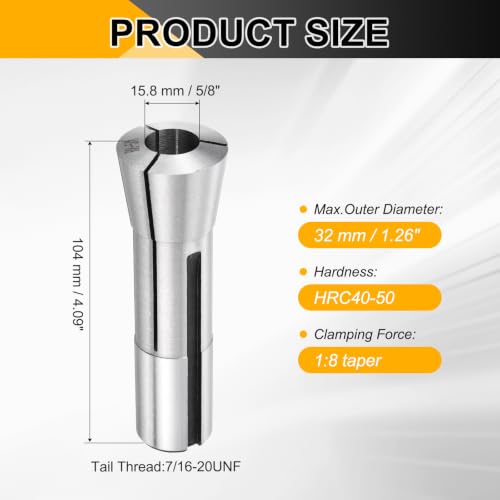 HARFINGTON 5/8" (15.8mm) R8 Round Collet 7/16-20UNF R8 Spring Collet - size: 15.8mm