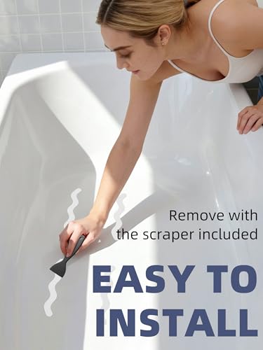 Secopad 24PCS Anti-Slip Shower Stickers with Scraper, 0.8"*8", White - color: White, size: 0.8in x 8in