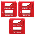 Magnetizer Ring & Demagnetizer for Screwdriver Bits, Red, 3 Pack - color: Red