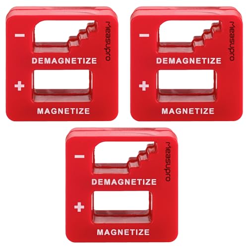 Magnetizer Ring & Demagnetizer for Screwdriver Bits, Red, 3 Pack - color: Red