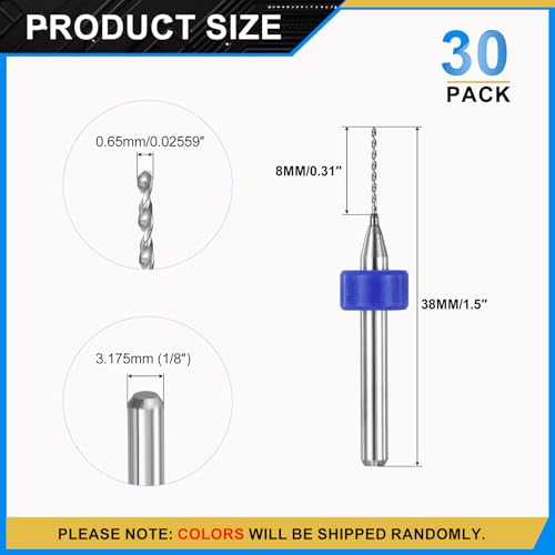 PATIKIL 30 Pack 0.65mm Micro Drill Bits Carbide Tungsten Steel - size: 0.65mm