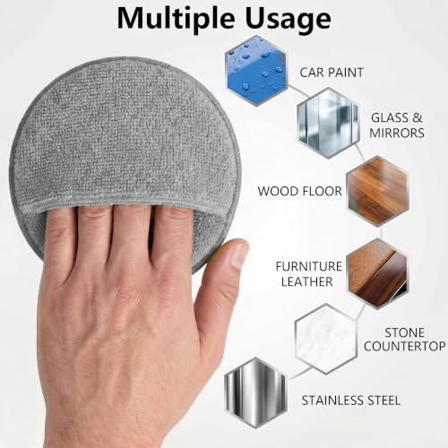 6Pcs 5-Inch Microfiber Foam Wax Applicator Pads with Finger Pocket - color: Gray, size: 6pcs