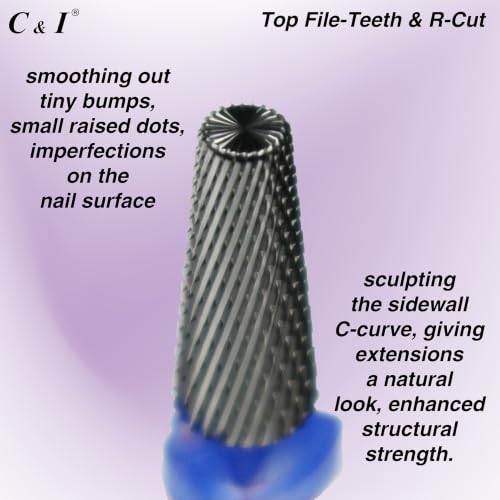 C & I 5 in 1 Nail Drill Bit for Nail Techs Remove Acrylic & Gel, Middle-M - color: Blue