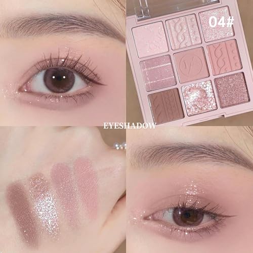Nude Beige Matte Eyeshadow Palette Makeup, Silver Glitter Eye Shadow Palette Makeup, Highly Pigmented Eye Shadows For Older Women Eyes Naturing-Looking, Long Lasting Waterproof 04# - color: G-#04