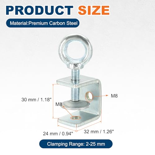 HARFINGTON Carbon Steel C Clamps, 30mm Square Galvanized Mini Tiger Clamp - size: 30mm