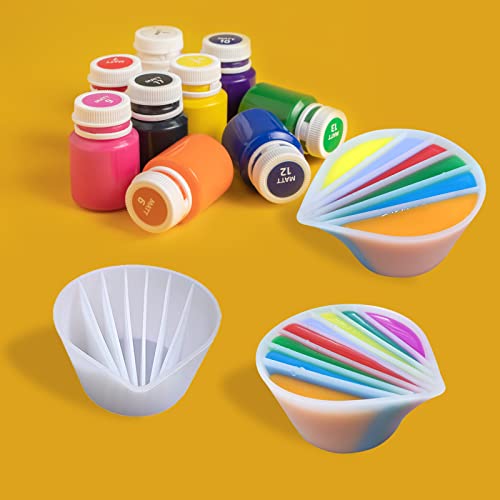 Split Cup for Paint Pouring Fluid Art Silicone Split Cup Resin Pouring Painting Tools DIY Making Drawing Accessories Reusable Split Cup with Dividers (6 Channels) - color: 6 Channels