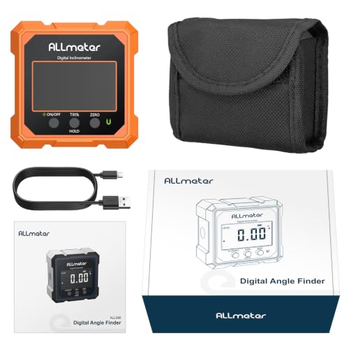 Digital Angle Finder with Laser(Class II,<1mW),Digital Level Box - color: Orange Panel Green Laser