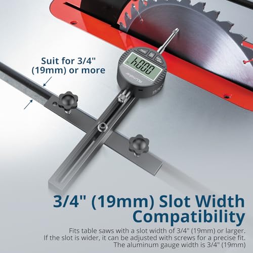 Table Saw Alignment Gauge,Digital Dial Indicator,3/4in Miter Slot - color: Black, size: 0~1 inch straight through