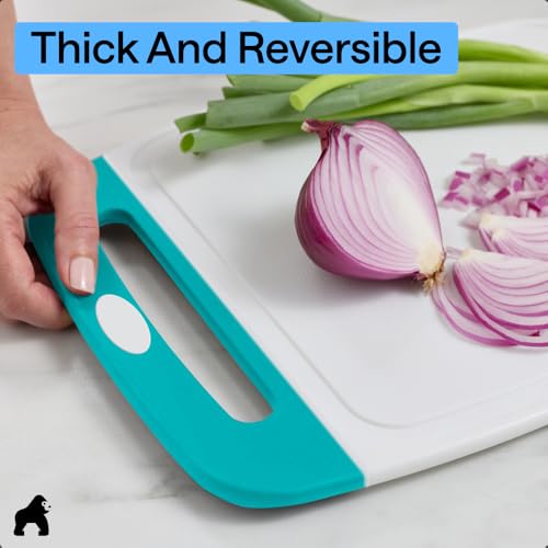GORILLA GRIP Cutting Board Set of 3, Slip Resistant and Nonporous Turquoise - color: Turquoise/White