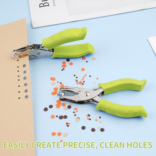 Single Hole Punch, 2 Pcs Hand Hole Puncher with-Green - color: Green