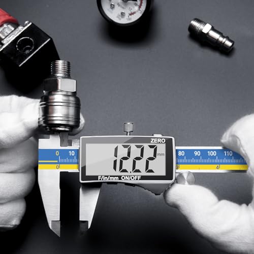 Preciva Digital Caliper, Stainless Steel Vernier Caliper Digital, Micrometer Calipers with Large LCD Screen, Auto-Off Feature, Inch Millimet Conversion, 6 Inch Caliper Tools for DIY/Household(Blue) - color: Blue